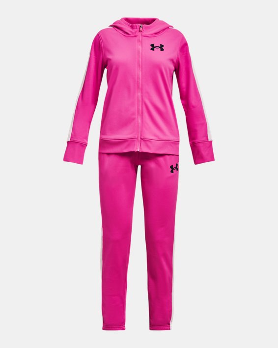 Mädchen UA Strick-Trainingsanzug mit Kapuze, Pink, pdpMainDesktop image number 0